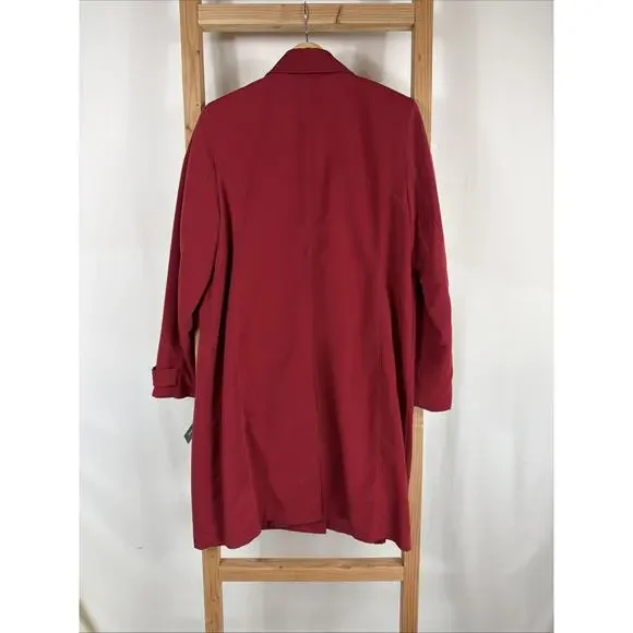 Vintage Y2K NWT Jones New York Red Long Trench Jacket #1333 Size LARGE - Picture 6 of 8